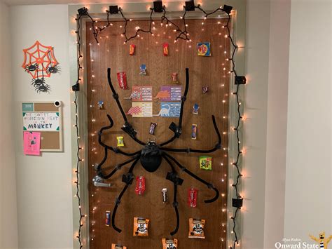 halloween decorations dorm room|halloween dorm door signs.